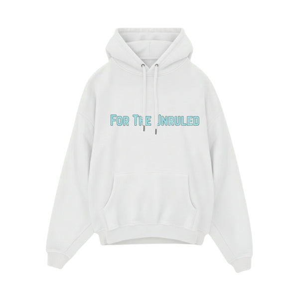 UNRULED OG HOODIE 01 — WHITE / CYAN