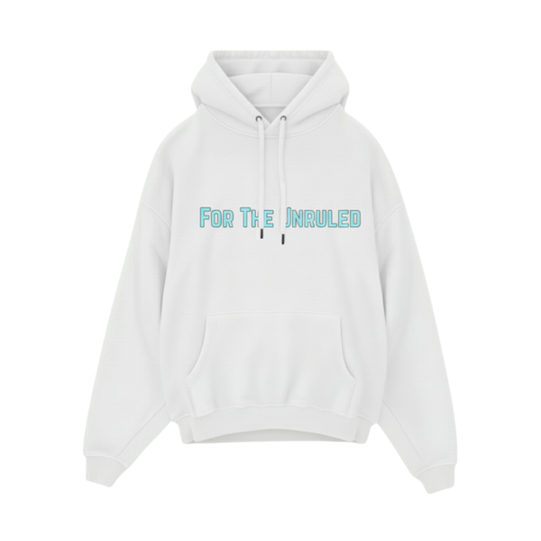UNRULED OG HOODIE 01 — WHITE / CYAN