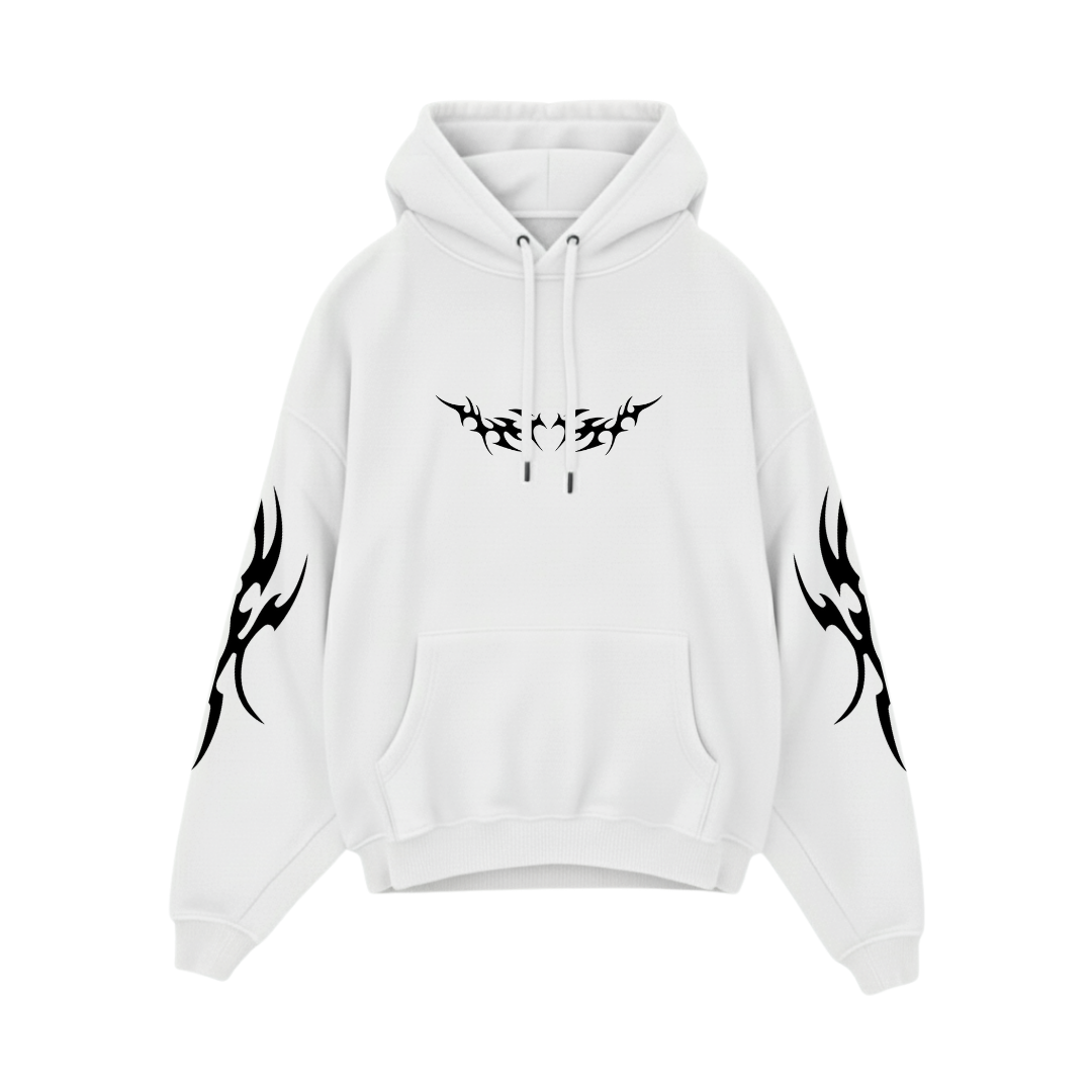GOTHIC HOODIE 01 - WHITE/BLACK