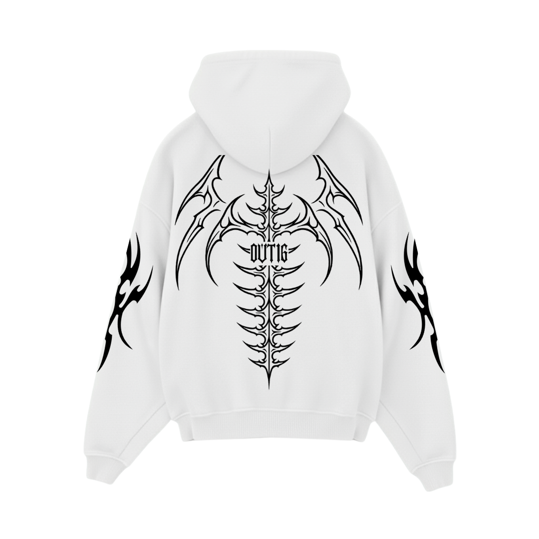 GOTHIC HOODIE 01 - WHITE/BLACK